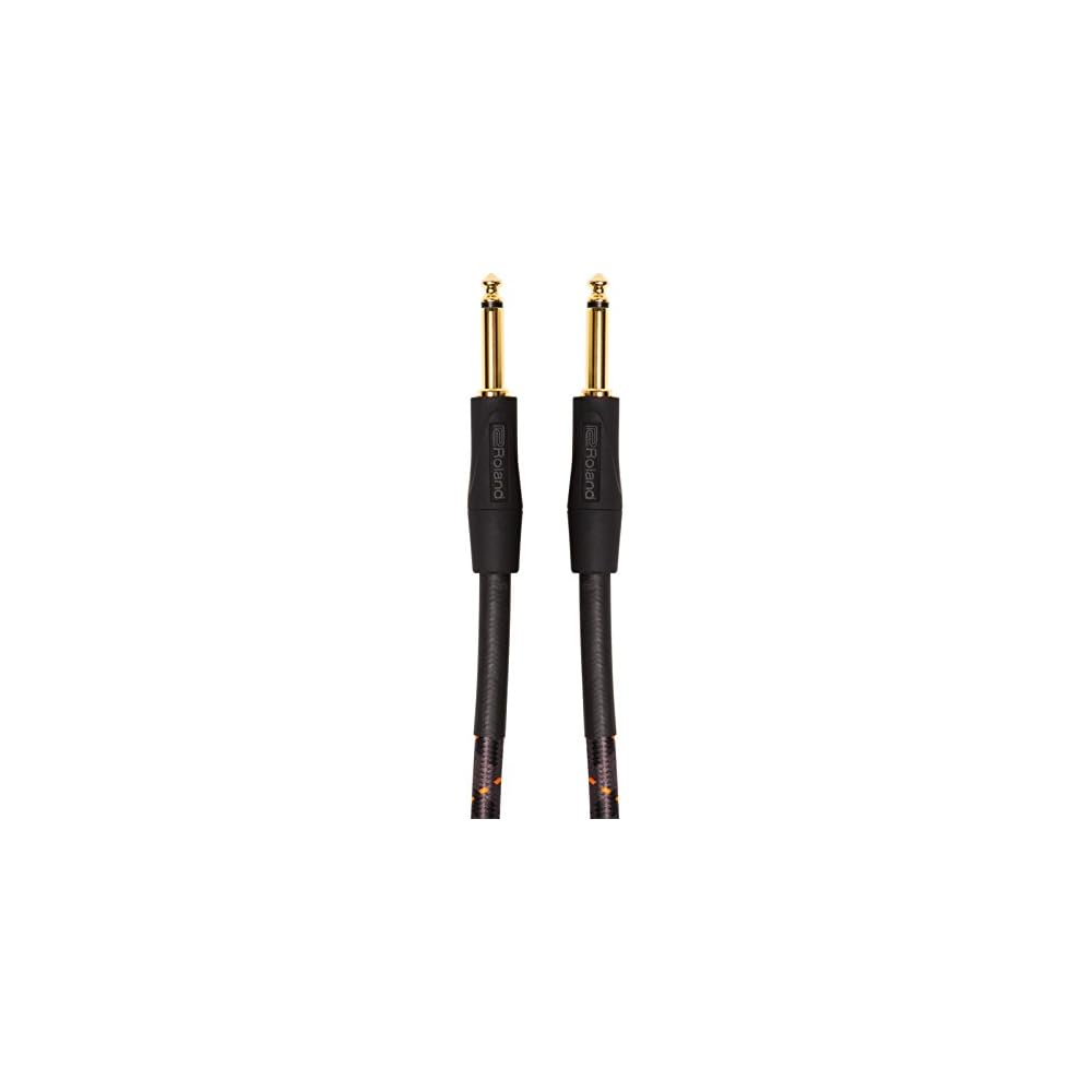 Roland RIC-G3 Instrument Cable, 1m length, TS Phone to TS Phone, 24K gold-plated connectors, high-purity oxygen-free copper wire, low noise.