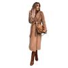 Women Winter Coat with Belt Formal Business Style Turn-down Collar Calf Length Overcoat OL Commuting Jacket Solid Color Thick Outerwear