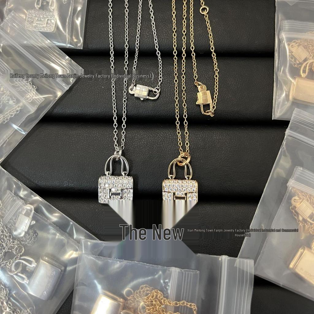 Women's 18K Rose Gold-Plated Diamond Kelly Handbag Necklace