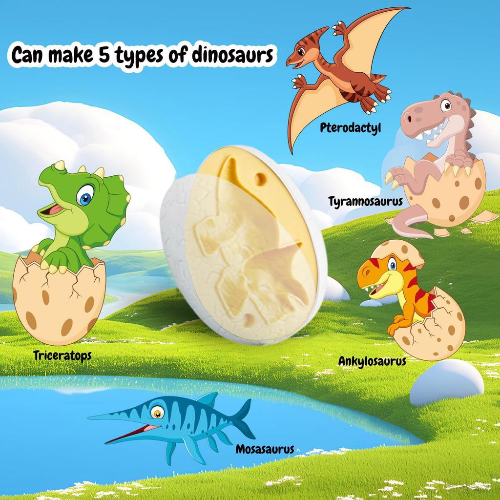Наборы яиц динозавров из пластилина для детей от 3 до 6 лет, формы для динозавров из пластилина, аксессуары для пластилина, игрушки-динозавры