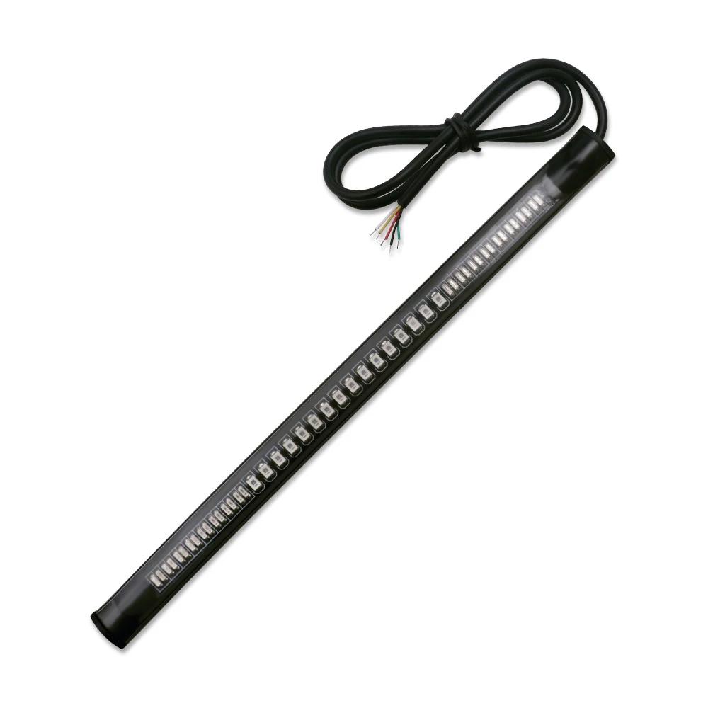 Гибкая светодиодная полоса для мотоцикла, задний указатель поворота, стоп-сигнал, лампа накаливания, стоп-сигнал 2835 3014 48 SMD, двухцветная