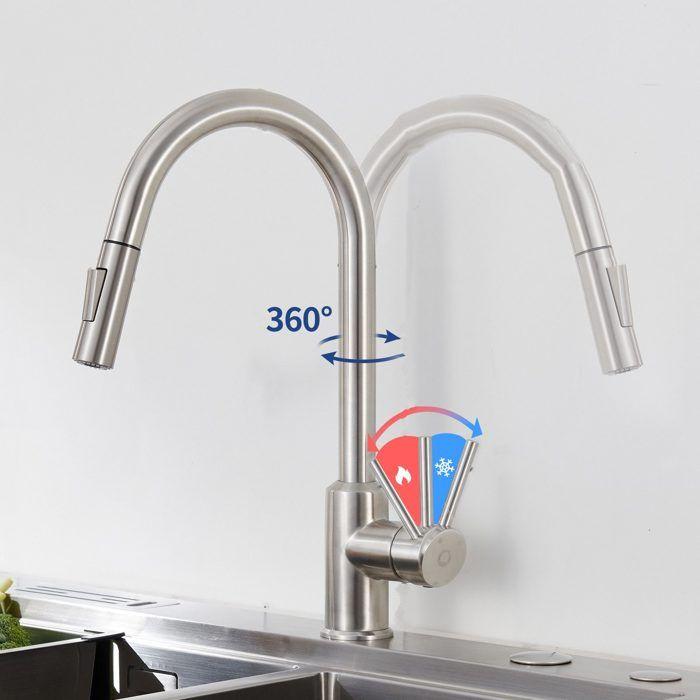 65x45cm Évier de Cuisine en granit avec égouttoir+mitigeur extractible