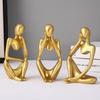 Decorative Abstract Thinker Men Statue Set Of 3 Modern Art Showpiece Sculpture(Fantasy,Gold,13CmX6Cm) For Home Decor Living Room Bedroom