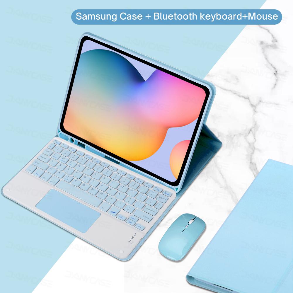 Кожаный чехол с Bluetooth-клавиатурой для Samsung Galaxy Tab A8 10,5 S6 Lite 10,4 S7 S8 S9 11in S7 Plus S7 FE S8 S9 Plus 12,4, чехол для планшета