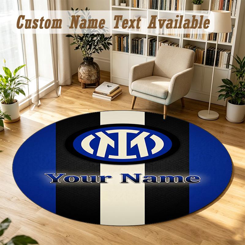 Round Rug Custom NameInter Milan Pattern Non Slip Carpet Home Floor Decor