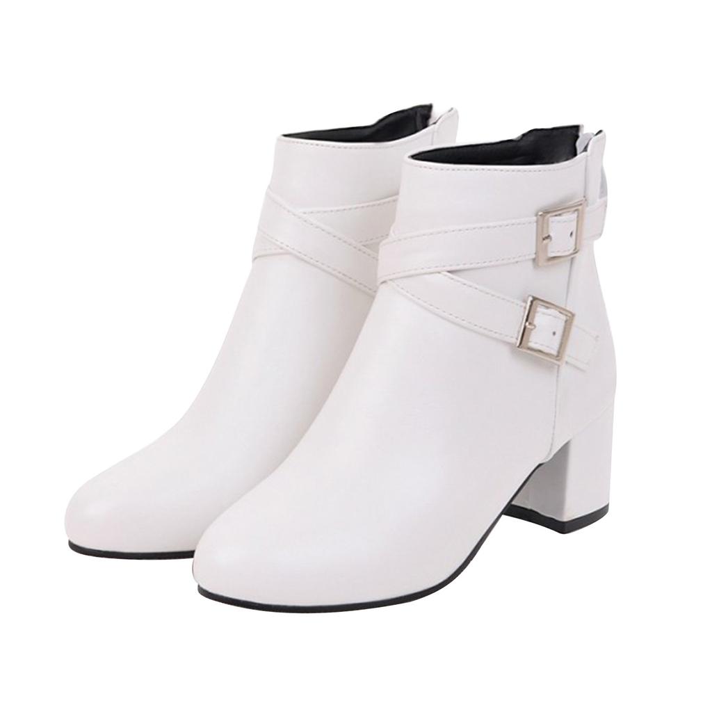 Женские сапоги на толстом каблуке с острым носком Короткие сапоги Ботинки Женские сапоги