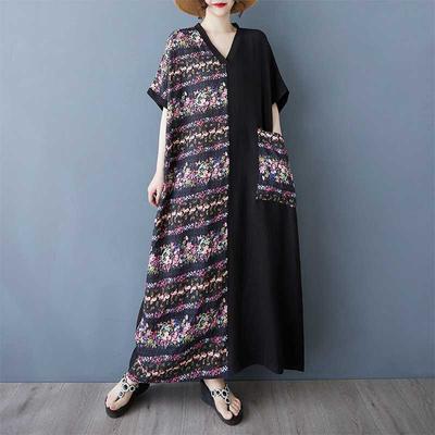 Женское длинное платье в художественном стиле пэчворк в полоску, ретро-халат