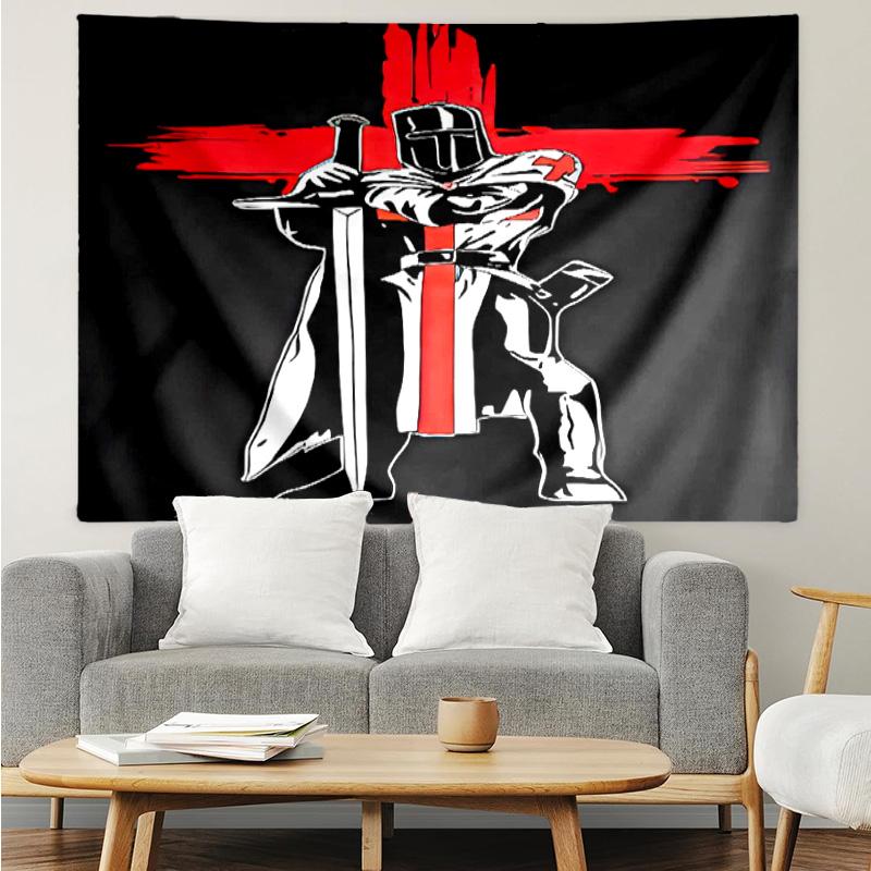 Knights Templar1 Tapestry for Bedroom Aesthetic Classroom Tapestries Wall Hanging for Living Room Dorm Office,Ideal Creative Gift