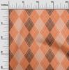 oneOone Cotton Flex Dark Peach Fabric Check Sewing Material Print Fabric By The Yard 40 Inch