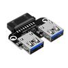 USB3.0 19/20Pin Female to Dual USB 3.0 A Female Adapter Motherboard Internal USB Splitter for Desktop PC DIY Case Expansion