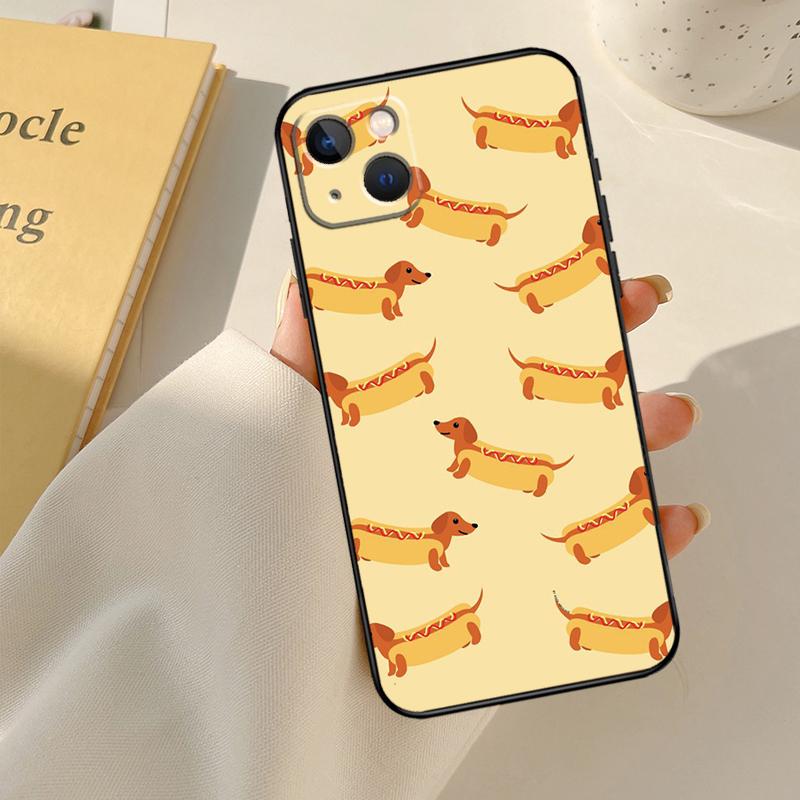 Cartoon Dachshund Sausage Dog Cover For iPhone 13 14 15 16 Pro Max 12 Mini 11 14 15 16 Pro Max Plus X XR XS Max Phone Case