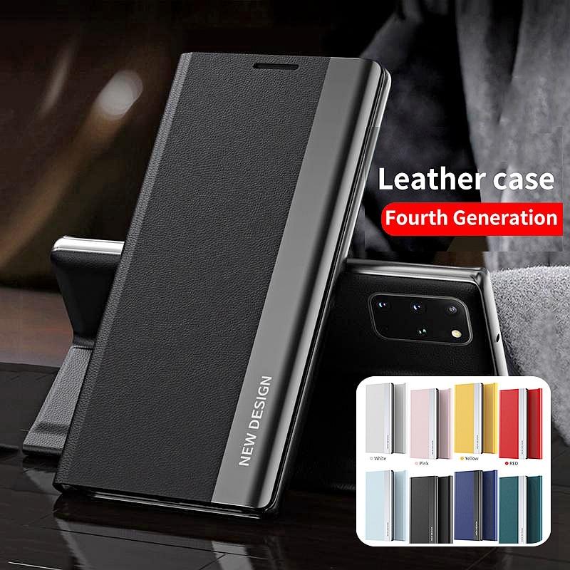 Luxury PU Leather + PC Plating Flip Case for iPhone Samsung Xiaomi Huawei OPPO VIVO Full-body Protective Book Cover