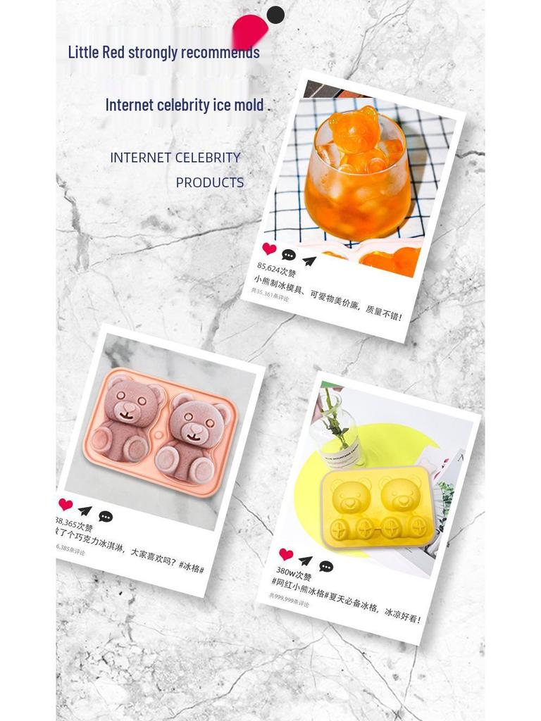 Bear Silicone Ice Cube Tray & Popsicle Mold - Cartoon Ice Ball & Ice Cream Maker