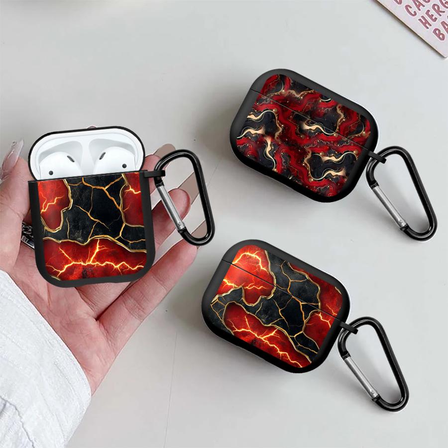 Чехол для наушников Cover Case Для Airpods 2 Pro 3 4 Pro3 1 Pro2 Красный Черный Мрамор