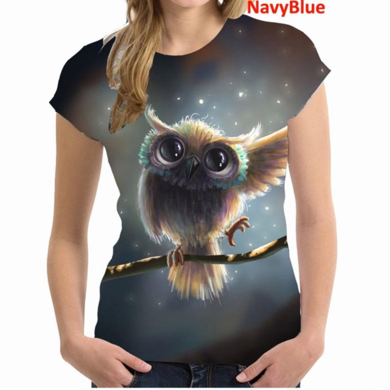 Модная забавная женская футболка с принтом совы 3D Harajuku Trendy Tops Tshirts Женские футболки с коротким рукавом