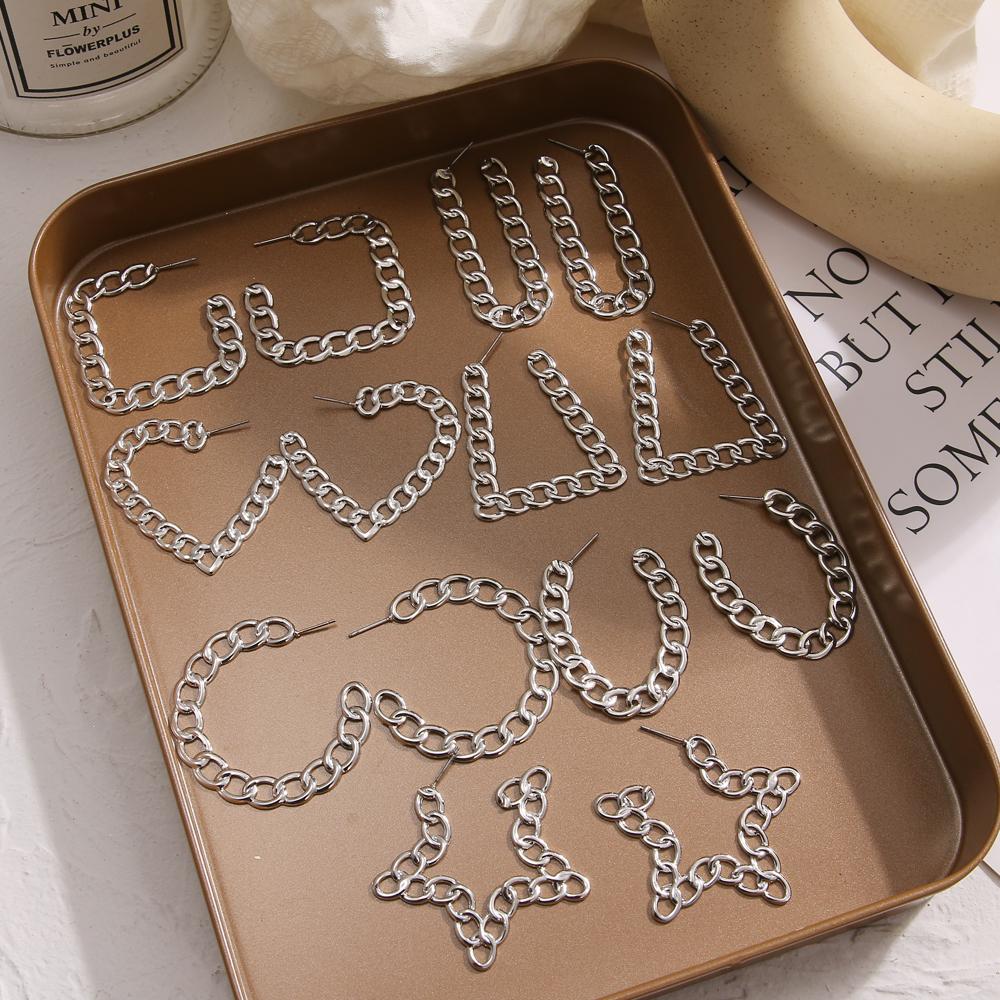 Простые креативные ретро преувеличенные полые круглые серьги-цепочки, женские индивидуальные геометрические серьги для девочек