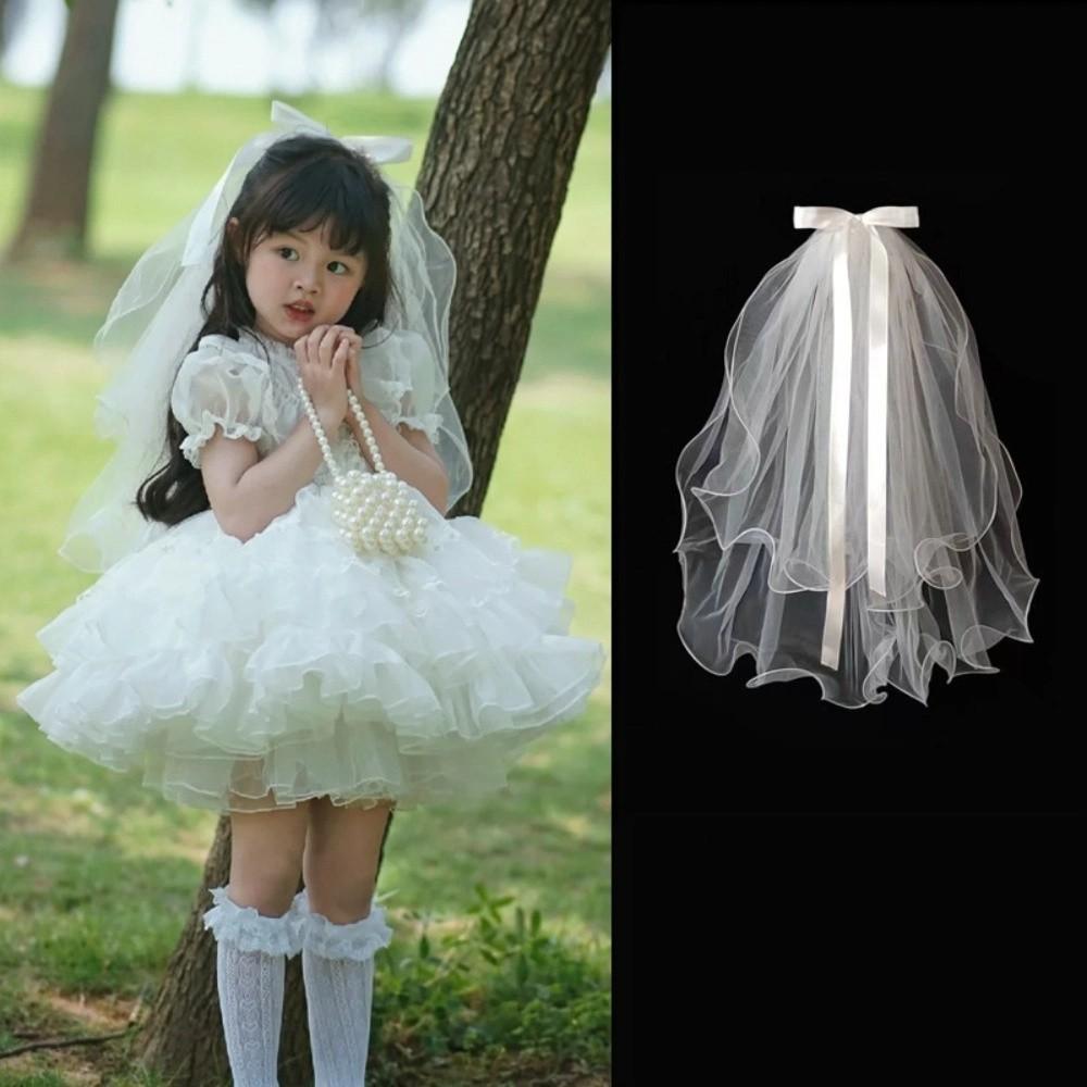 2 шт. Элегантная двухслойная повязка на голову с бантом, свадебная марля, головной убор из марли для невесты, вечеринка