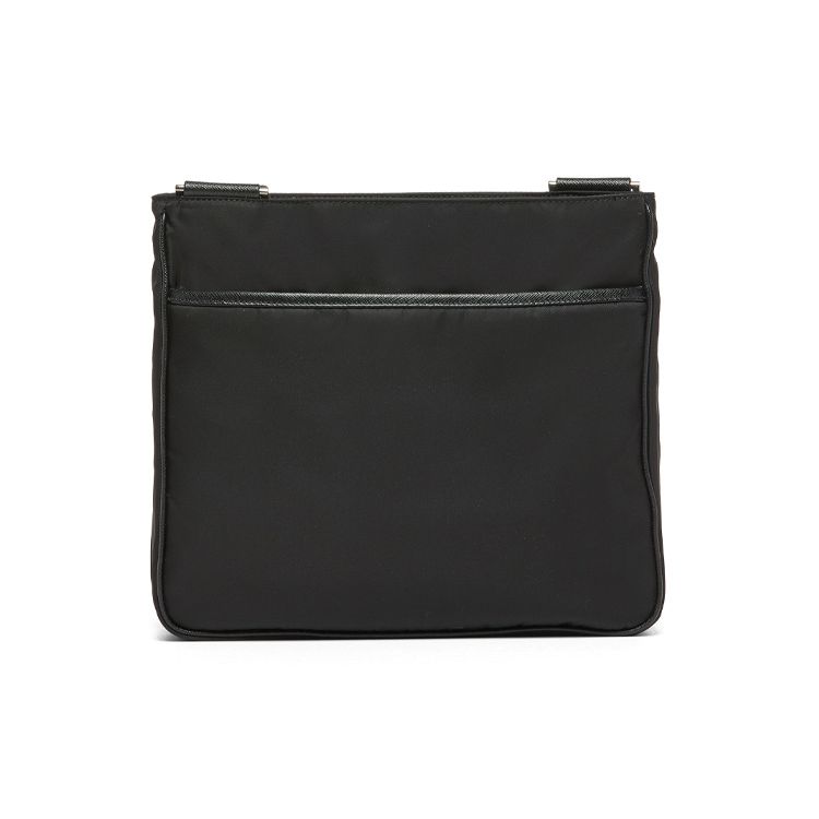 Prada Рюкзак из Re-Nylon с карманом на молнии, кожа Saffiano, мужская сумка через плечо, черный 2VH119-2DMH-F0002-V-OOO