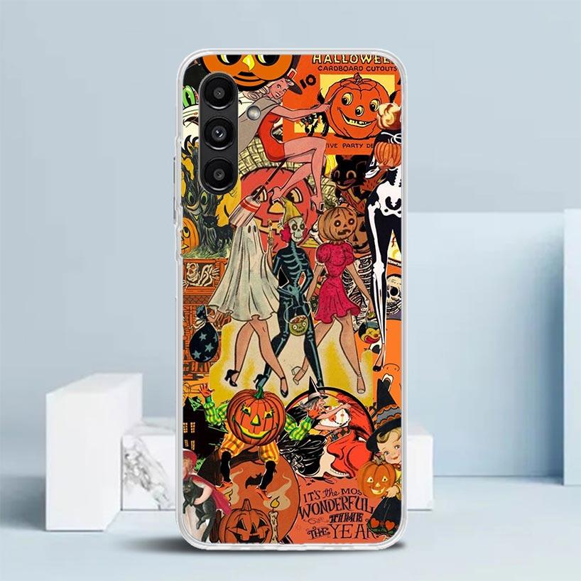 Хэллоуин Осеннее Искусство Кот-Ведьма Чехол для Телефона Для Samsung Galaxy A17 A37 A57 A16 A15 A14 A13 A56 A55 A54 A53 A36 A35 A34 A33 A26 A25 A