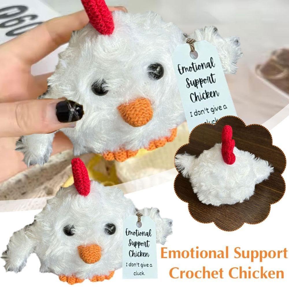 Cute Positive Knitting Chicken Doll Handmade Plush Animal Figures for Friends Kids