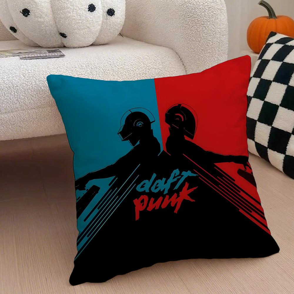 DDaft PPunk Band Cushion Cover Throw Pillow Cover Hidden Button Durable Polyester Chair Cushion