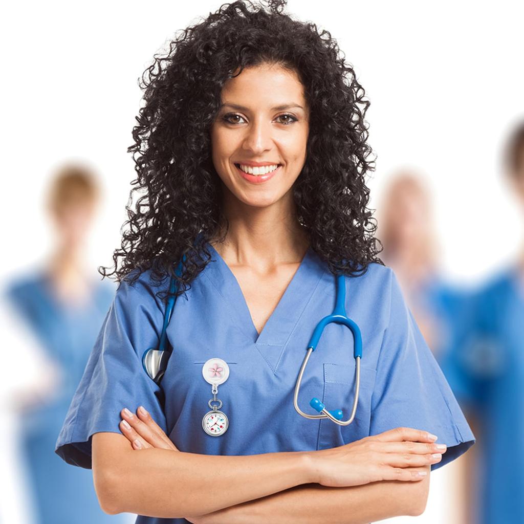 Часы-клипса для медсестры с цветком, карманные, кварцевые, для медсестры, идеальный подарок для медсестер и воспитателей в детском саду на День медсестры, часы, тип, аналоговые, милые,