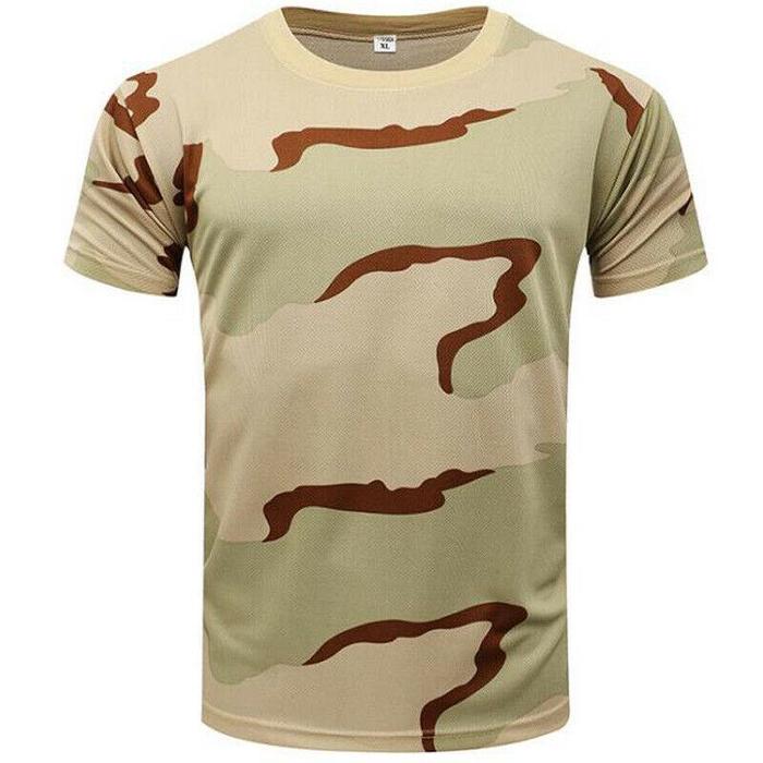 Mens Military Tactical Camouflage Camo T-Shirt Army Combat Summer Muscle Tee Top