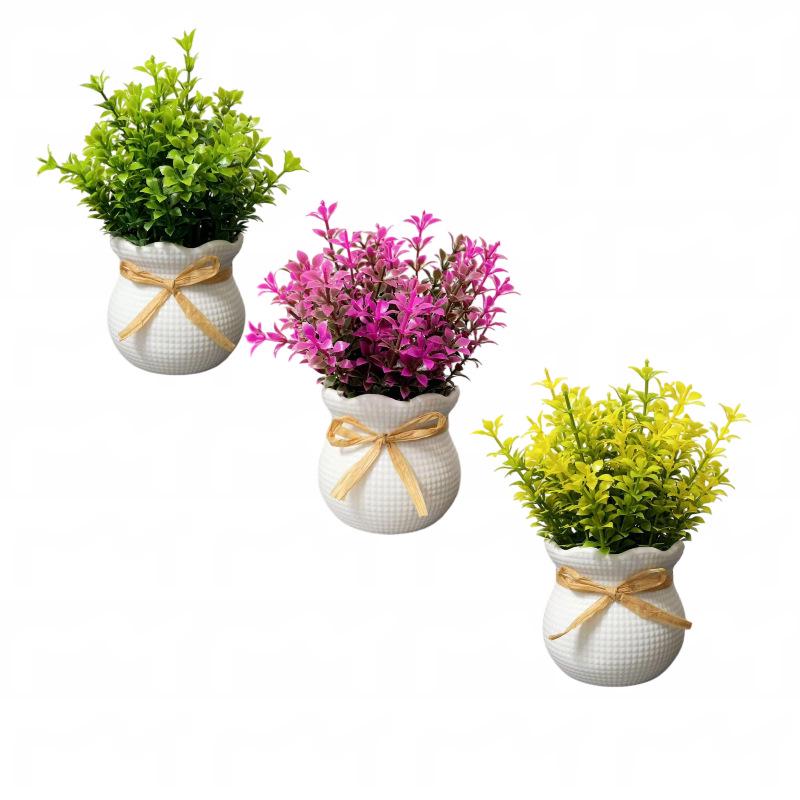 Artificial Green Plant Bonsai with Pot for Living Room Decoration - Simulation Potted Flowers and Ornaments
