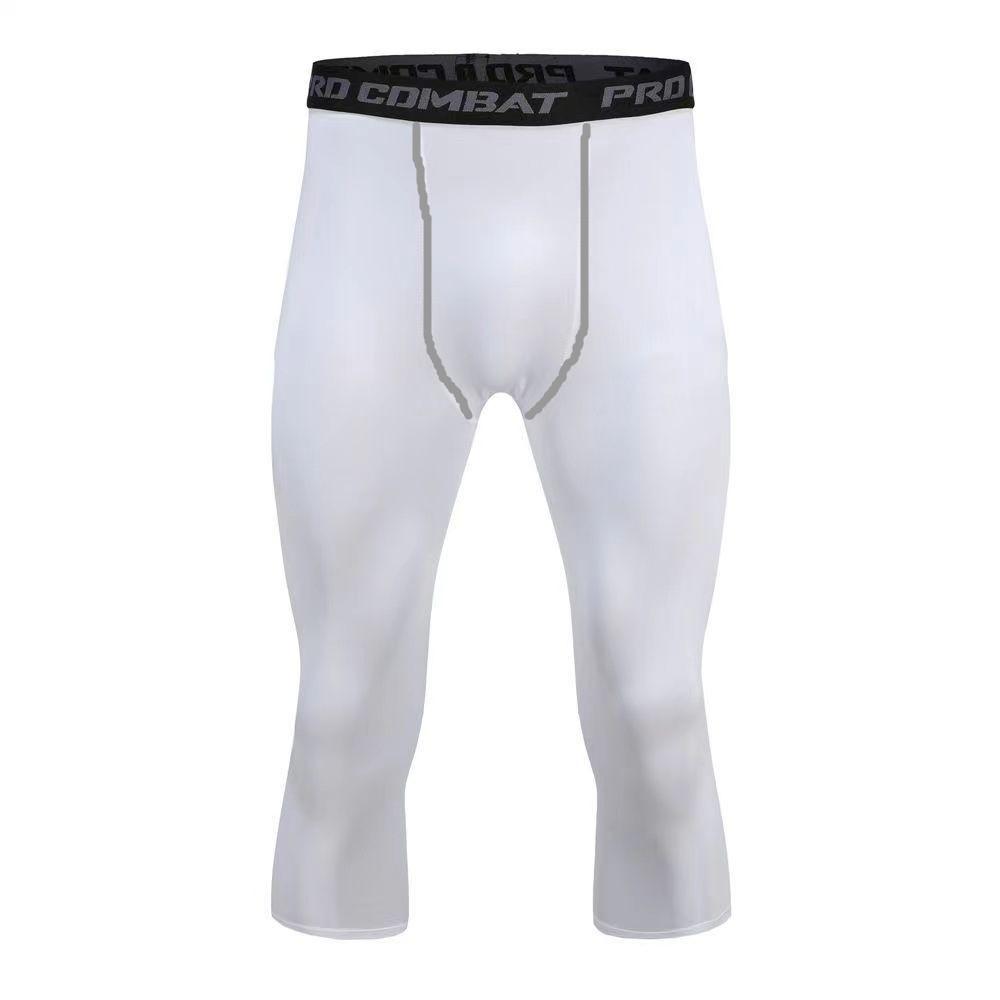 Мужские базовые облегающие тренировочные брюки для фитнеса, бега, баскетбола, серые спортивные узкие велосипедные брюки, укороченные брюки 3/4, леггинсы