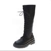 Knight Boots Flat Boots Women's 2021 New Autumn and Winter Tall Thick-soled Black Strap But Knee Boots Tide