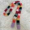 Шарф Luochi Knitwear Осень/Зима, Мохеровый, Цветные Блоки, Полоска - Унисекс, Стиль Y2K 'Сладкая и Пряная Девушка'