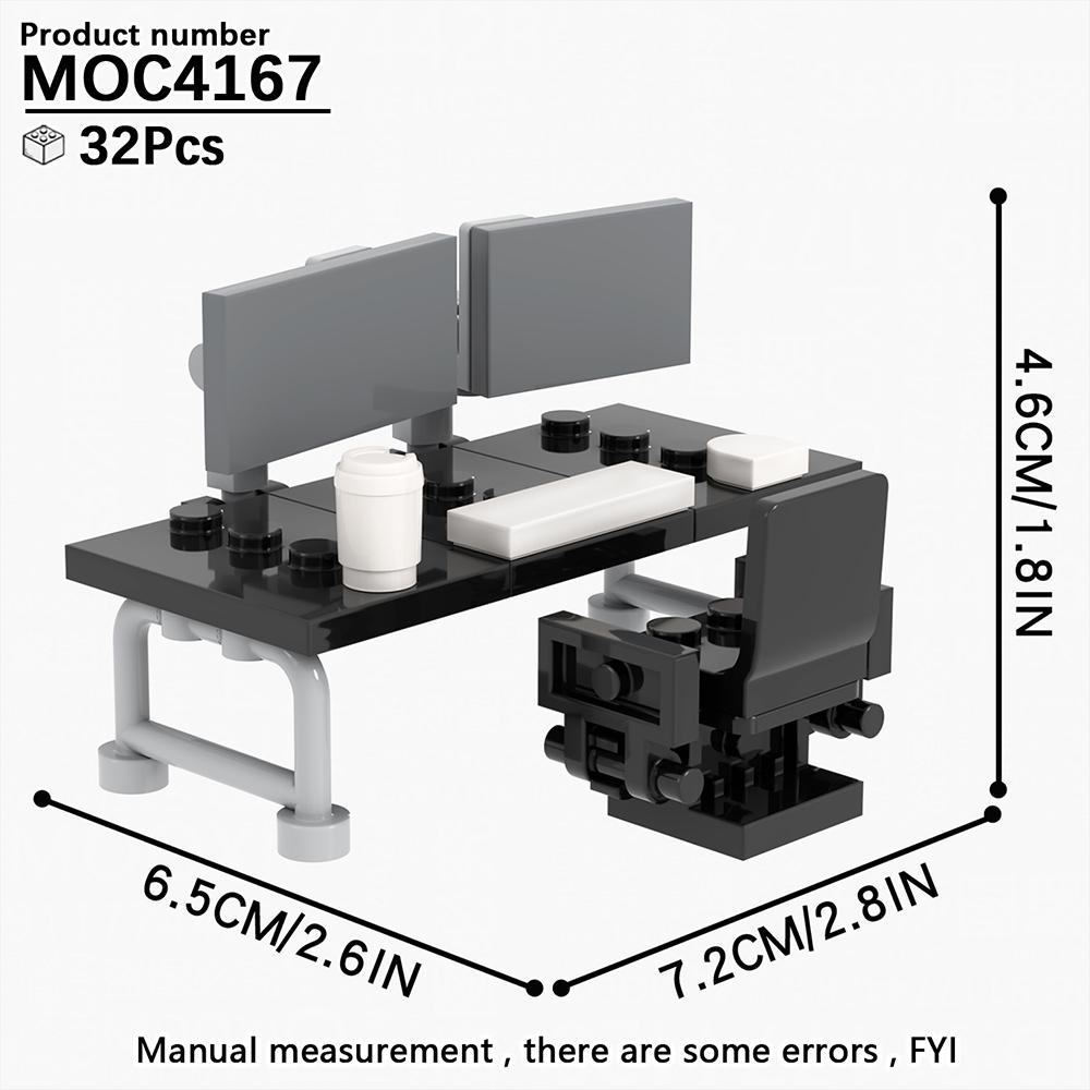 MOC City Bricks Компьютерные столы Мебель Игровой Офисный Совместимые Фигурки Строительные Блоки Креативные Игрушки Для Детей Взрослых Подарок