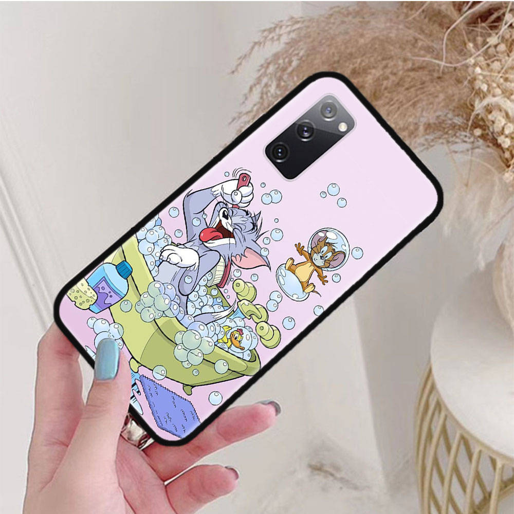 Черный чехол для Xiaomi Poco X6 X4 M5 M6 F5 F6 C65 C55 C50 C51 C40 Pro Redmi 14C A3X 13C 12C 11T 10A 9C Note 7 6 8A Plus C-46 Tom Jerry Cat Cartoon