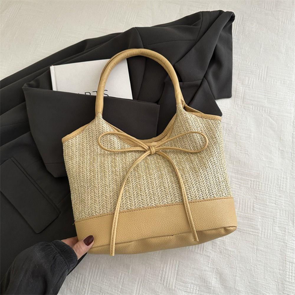 Large Capacity Straw Shoulder Bag Elegant Women's Handbag Korean Weaving Tote Bag Beach