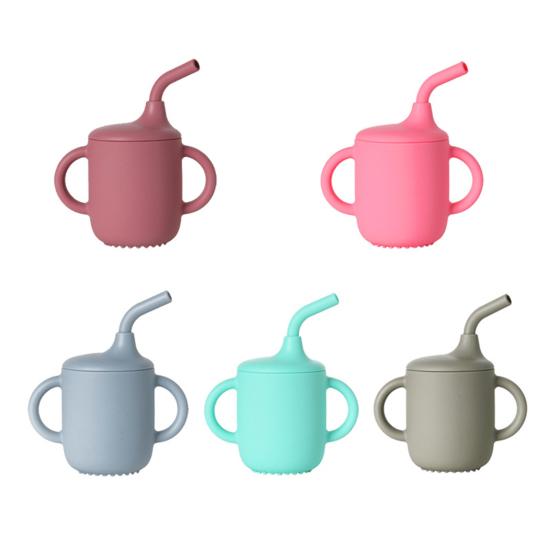 Yousheng 180 мл обучающая чашка для питья безопасная с крышкой соломинка идеальная посадка противокапельная силиконовая чашка с двойным ухом детская чашка-непроливайка детские аксессуары