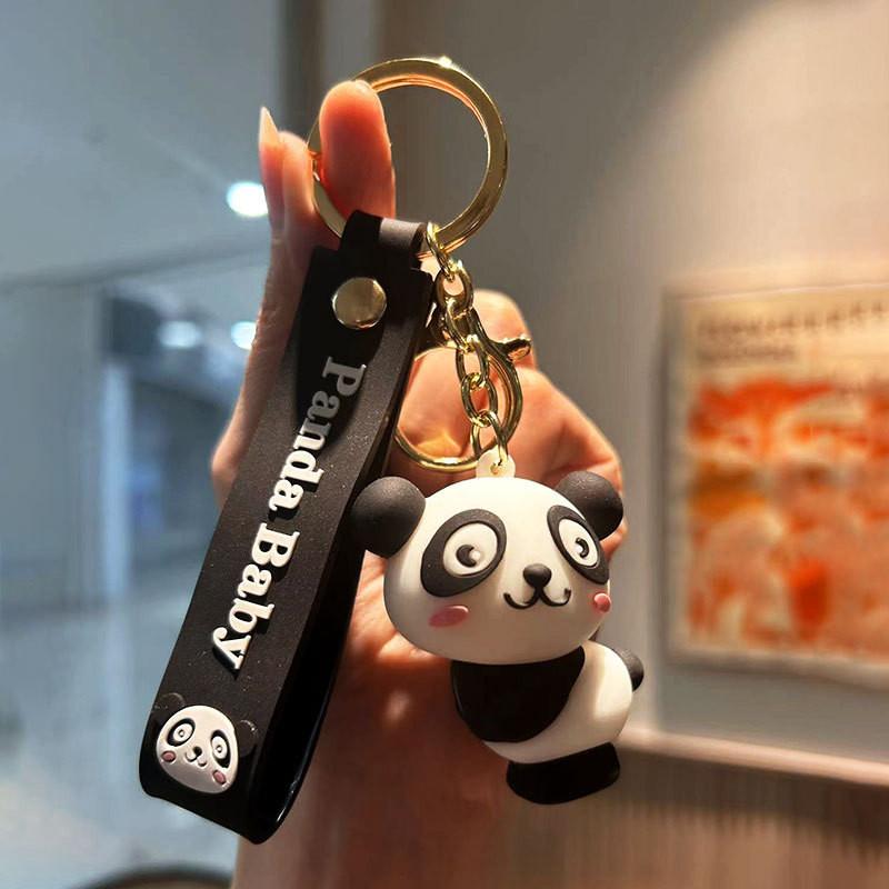 Adorable Cartoon Panda Keychain Silica Gel Accessory Cute Gift For Couples And Friends