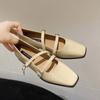 New Women's Flats Patent Leather Mary Jane Shoes Double Buckle Ladies Shoes Square Toe Vintage Mujer Spring Autumn