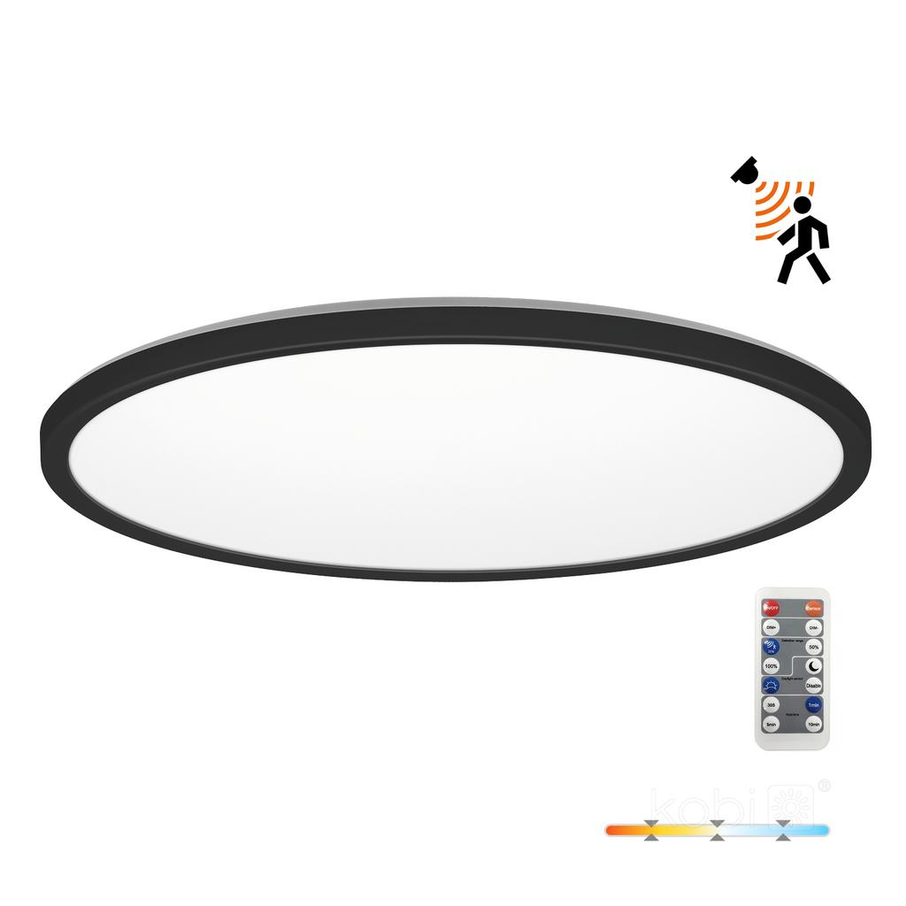 LED ceiling lamp 32W 3CCT IP54 with motion and twilight sensor, black
