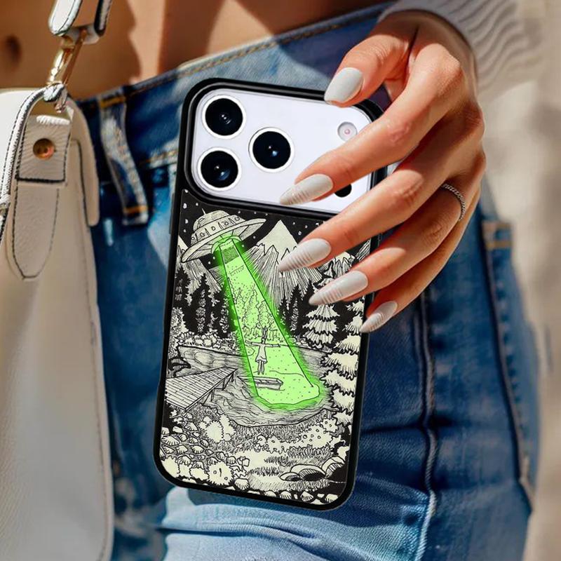 Sky aliens UFO astronauts lovely Phone Case For iPhone 17 Air 14 15 13 12 Max Cover For Apple 16e 11 Pro Max Plus Coque