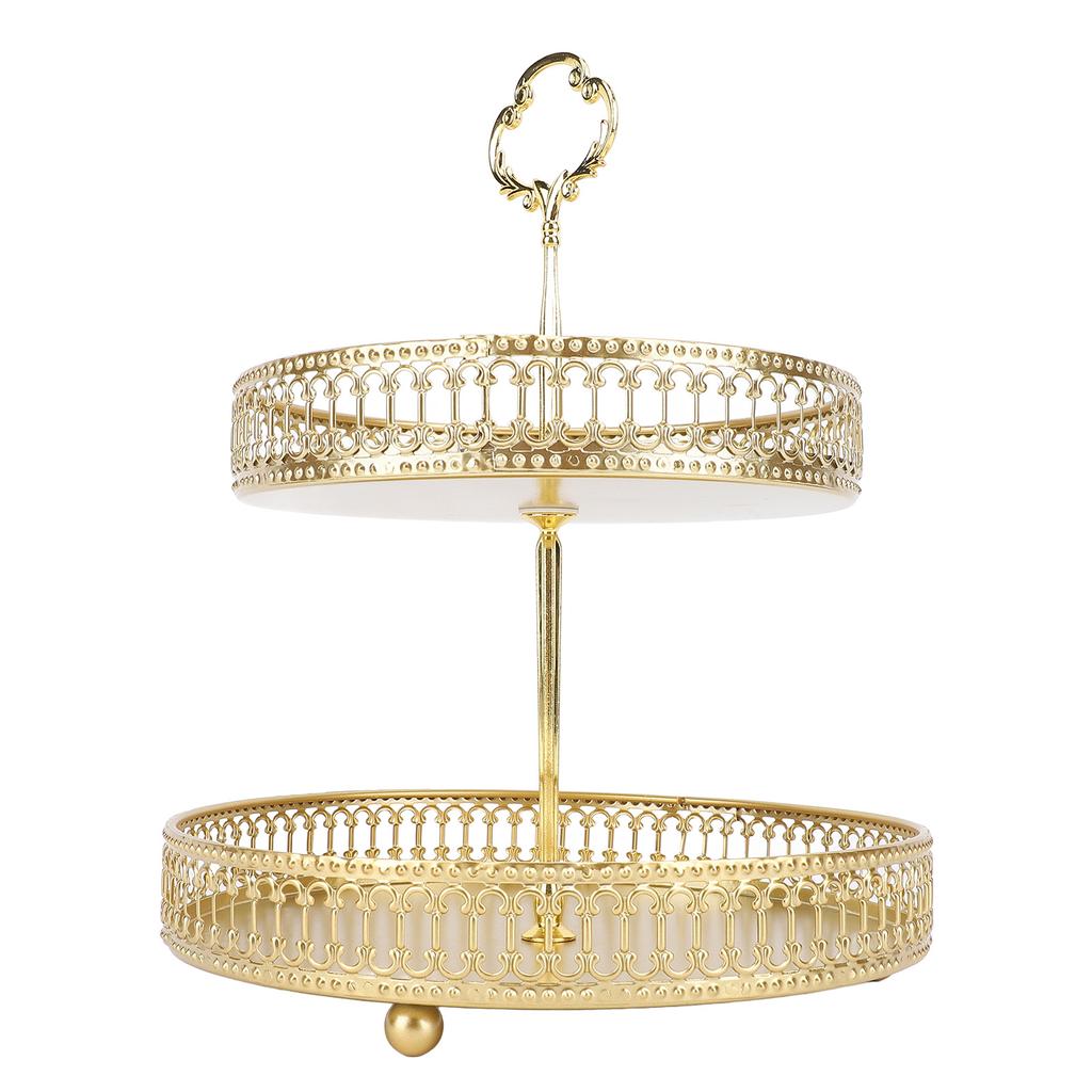 Многоярусный поднос, простая сборка, металлический, большой емкости, 2-х ярусная сервировочная подставка для фруктов, десертов, тортов, закусок