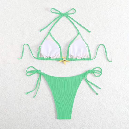 Женский комплект бикини с завязками по бокам, двухсекционный купальник с декором в виде морской звезды, сексуальный треугольник