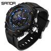 SANDA New Electronic Watch Hundred Beasts Green Light Waterproof Fashion Trend Black Technology Multi -functional Shock -proof Men's Watch