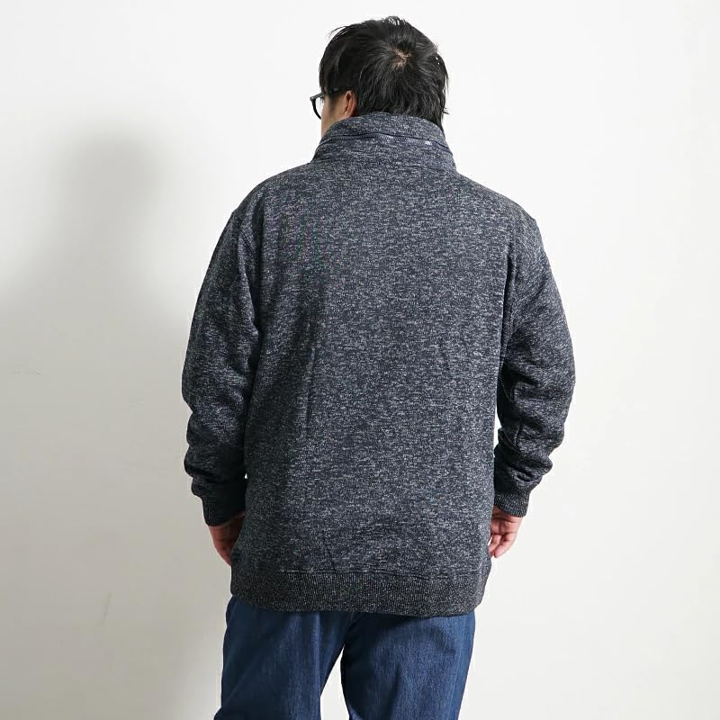 Вязаная флисовая куртка, верхняя куртка, трикотажная куртка, трикотажная флисовая военная куртка, блузон, легкая верхняя одежда 3L, темно-синий [Samdif] [большой размер] для мужчин (71)