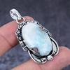 Caribbean Larimar Gemstone 925 Sterling Silver Jewelry Pendant 2.05"