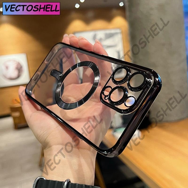 Luxury Transparent Magsafe Wireless Charging Case For iPhone 15 14 13 12 11 16 Pro Max Plus X Xs Max XR Magnetic Silicone Cover