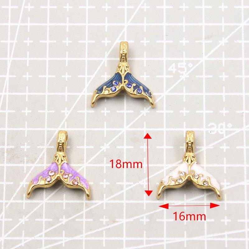 Ocean Style Mermaid Tail Pendant, Gold Plated Stainless Steel, 6 Colors, 16x18mm - DIY Handmade Jewelry Accessory.