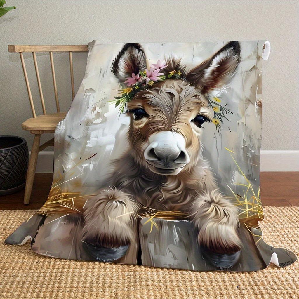 Fun Donkey Blanket Cute Animal Donkey Print Blanket Suitable For Children Adult Soft Comfortable Plush Flannel Blanket