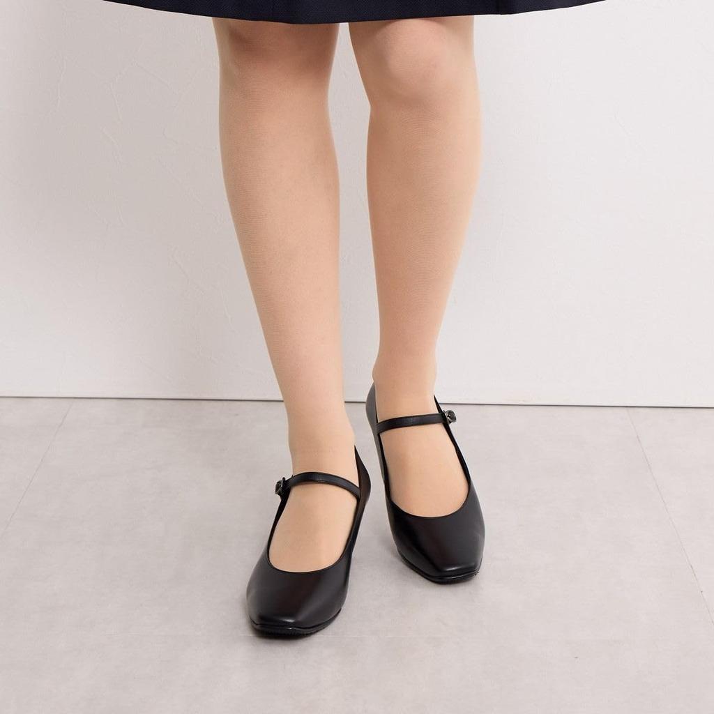 Himiko 5cm Heel Square Toe Strap Pumps/600004 Black 230