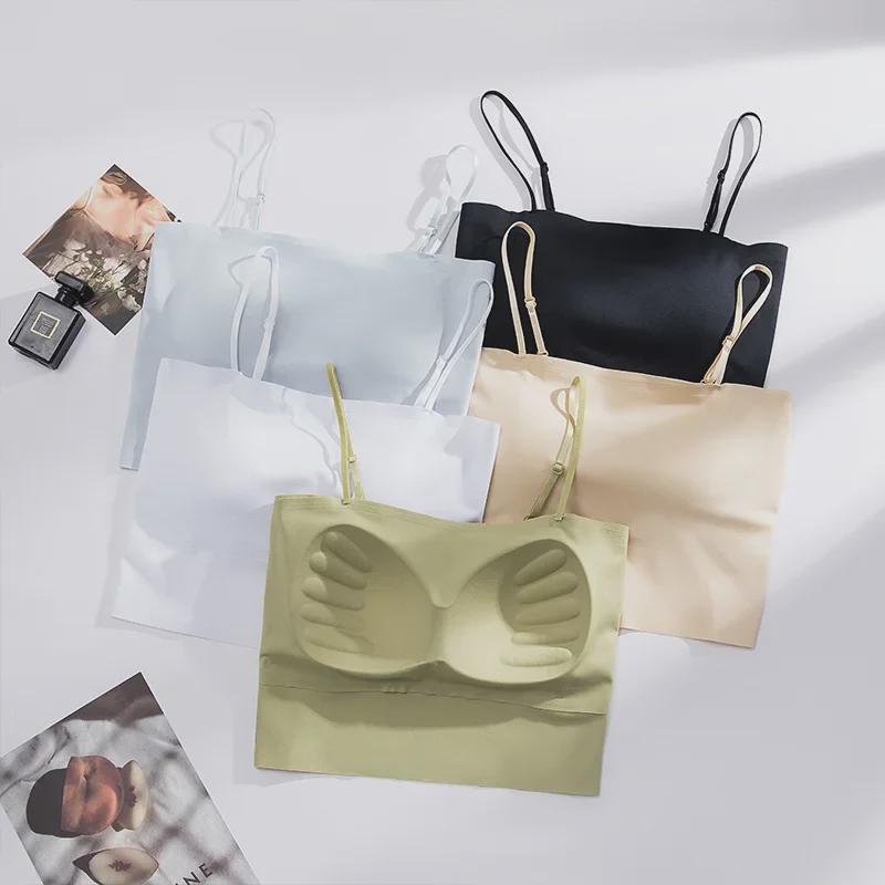 Seamless One-Shoulder Ice Silk Tube Top Camisole - Light Sports Style for Summer