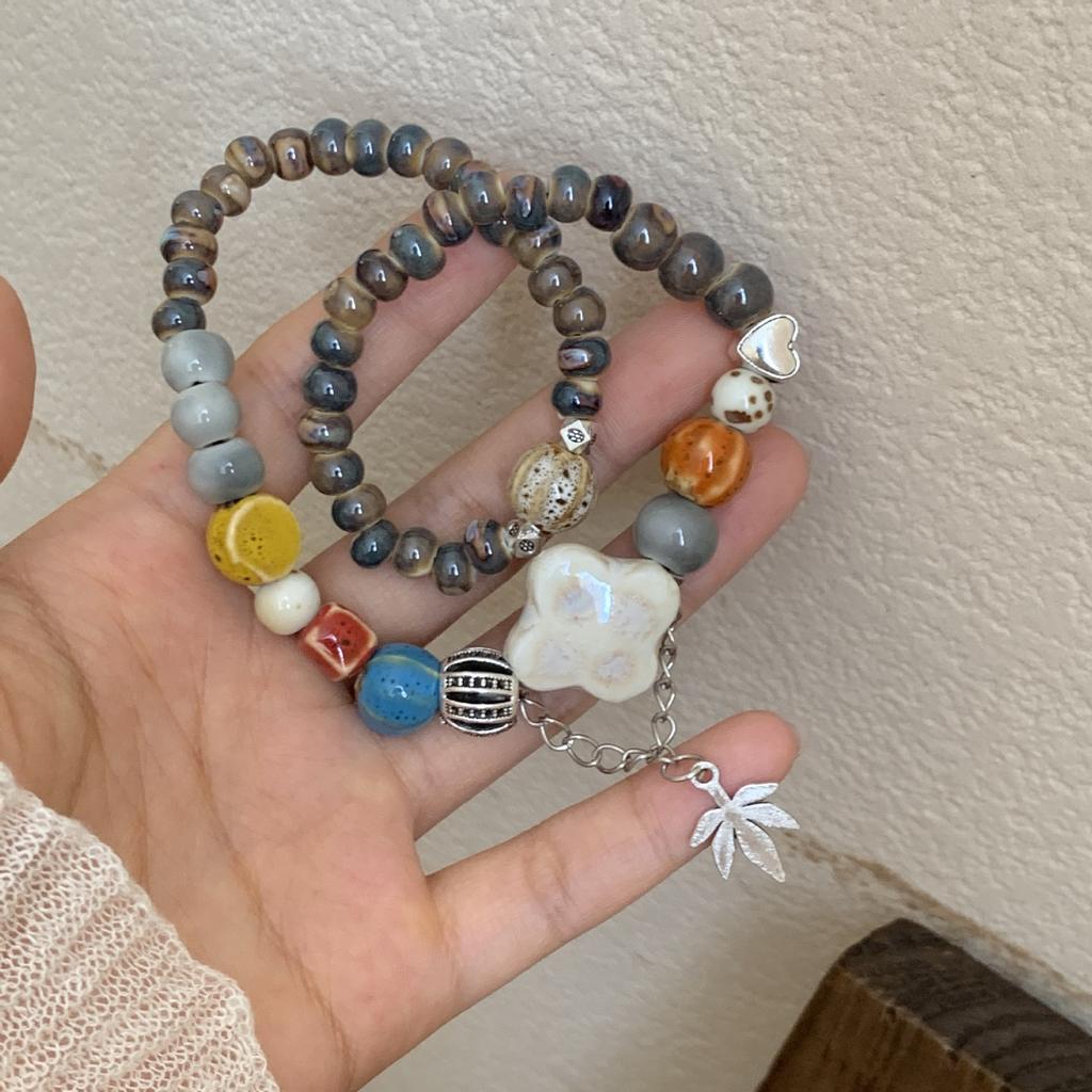 Summer Color Ceramic Bracelet Retro Chinese National Wind String Jewelry